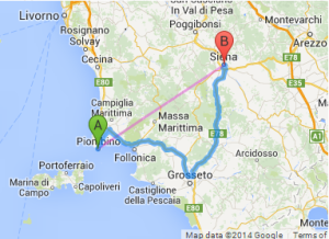 Distance Siena Piombino